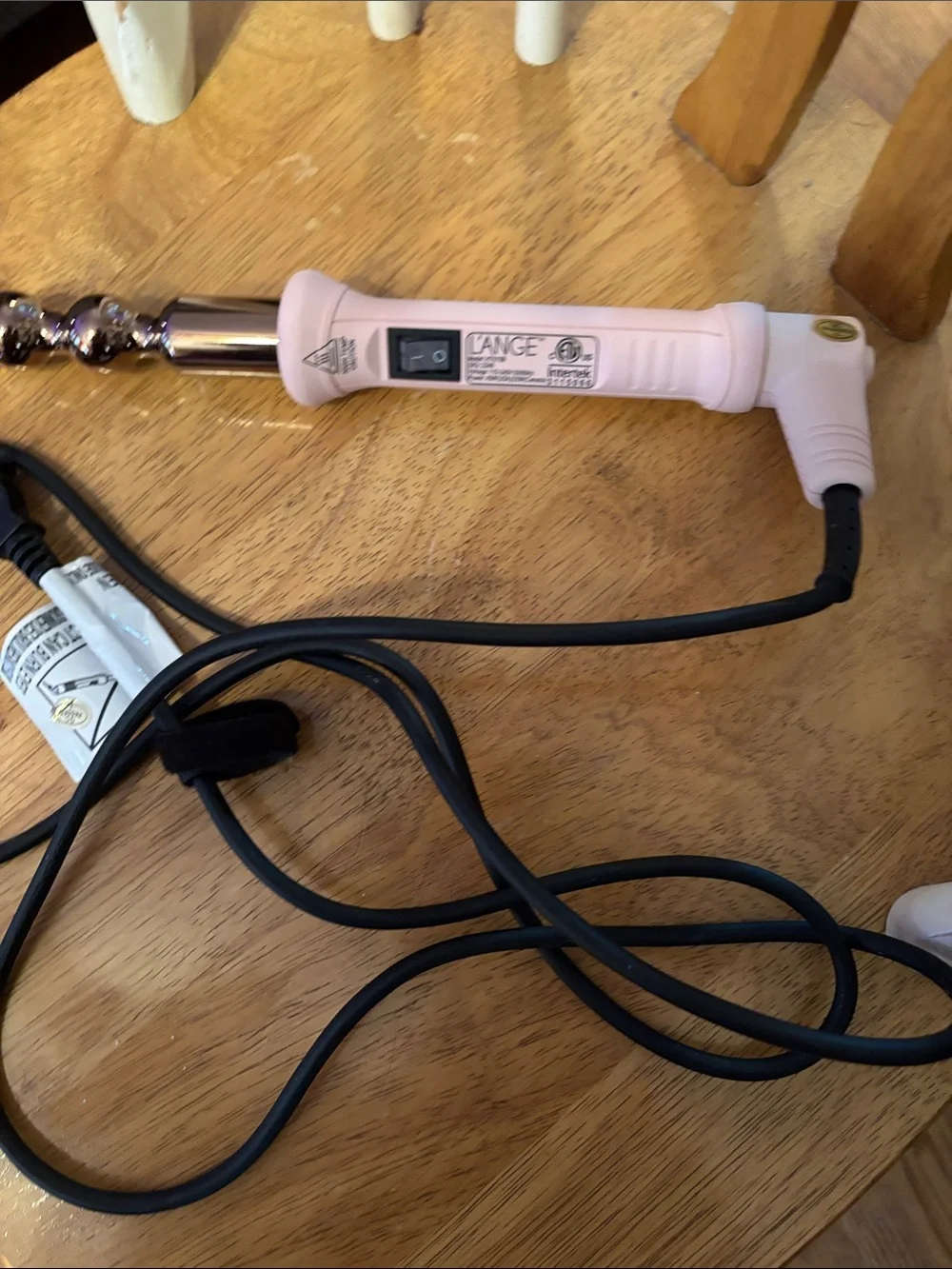 L'ANGE Pink Curling Wand with Gold Barrel Accent